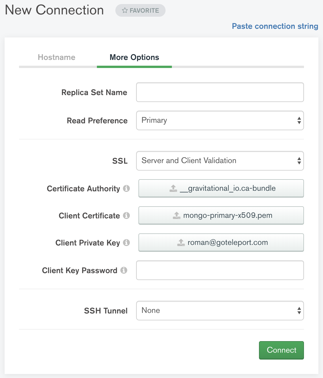 MongoDB Compass 더 많은 옵션