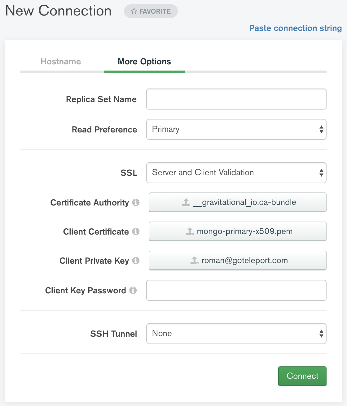 MongoDB Compass 추가 옵션