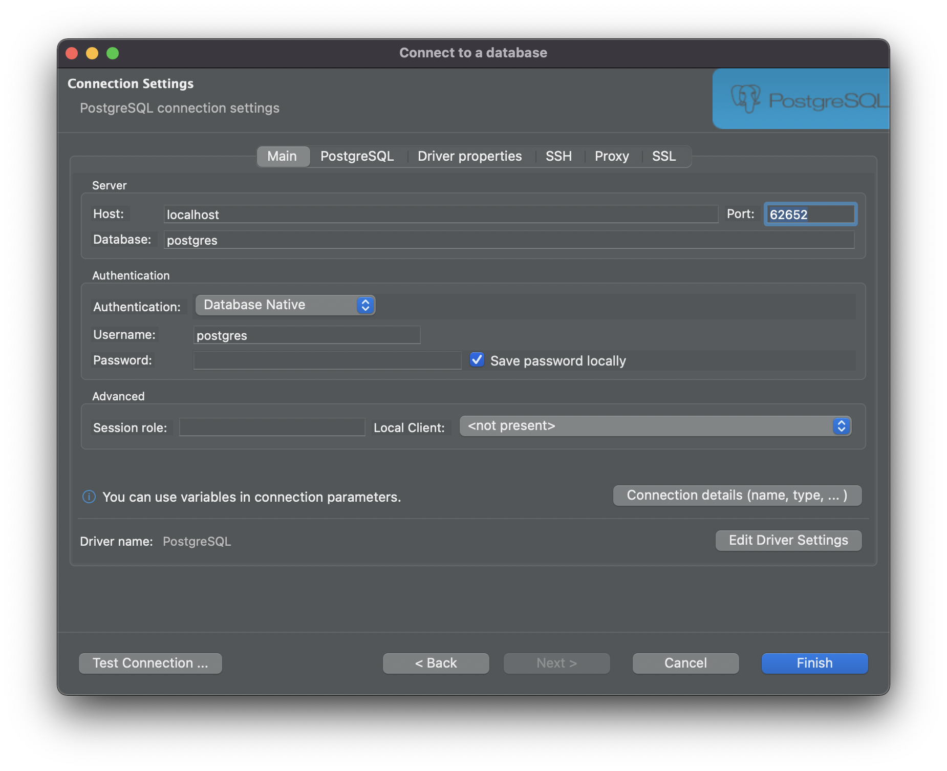 DBeaver Postgres Configure Server
