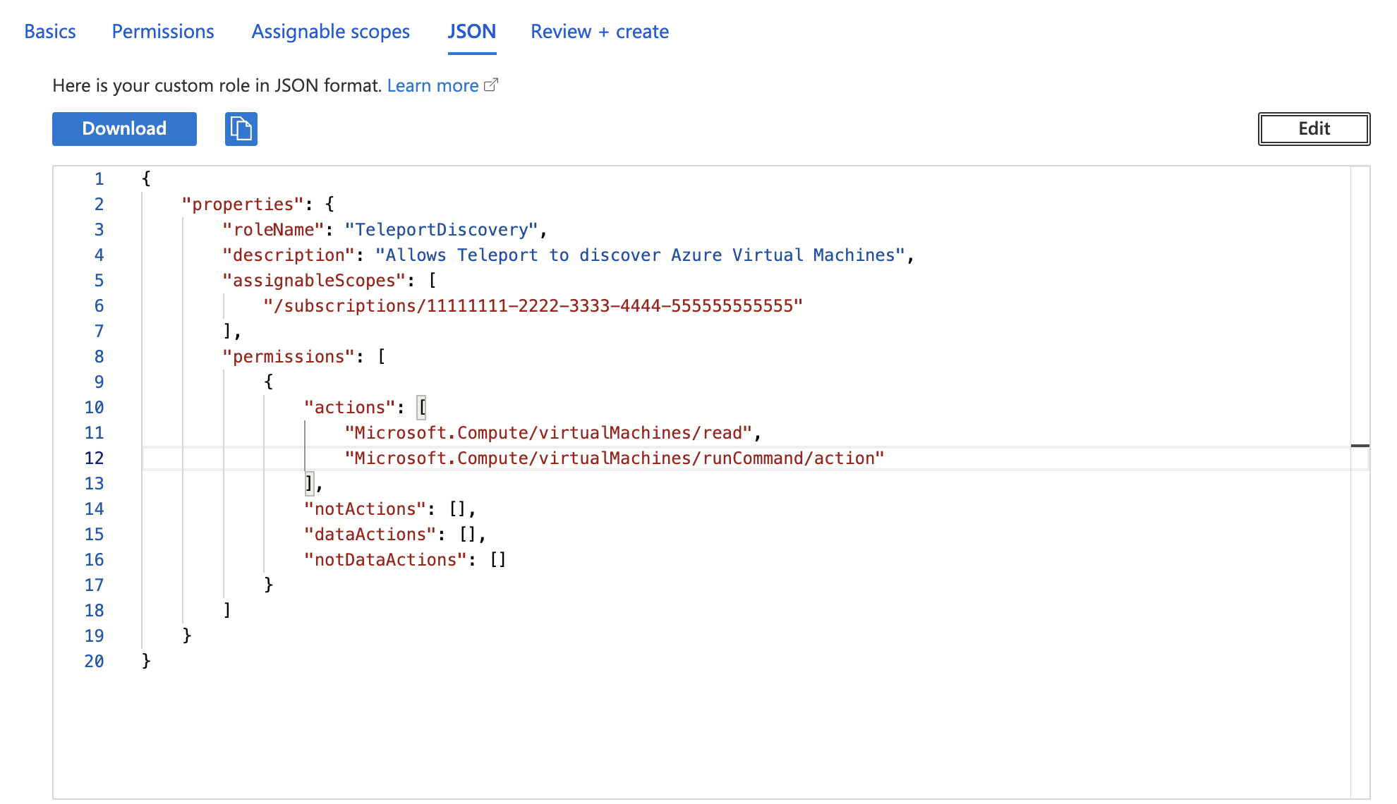 Create JSON
role