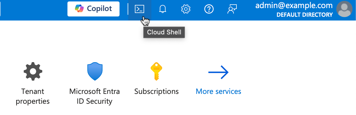 Azure Portal에서 Cloud Shell 버튼의
위치