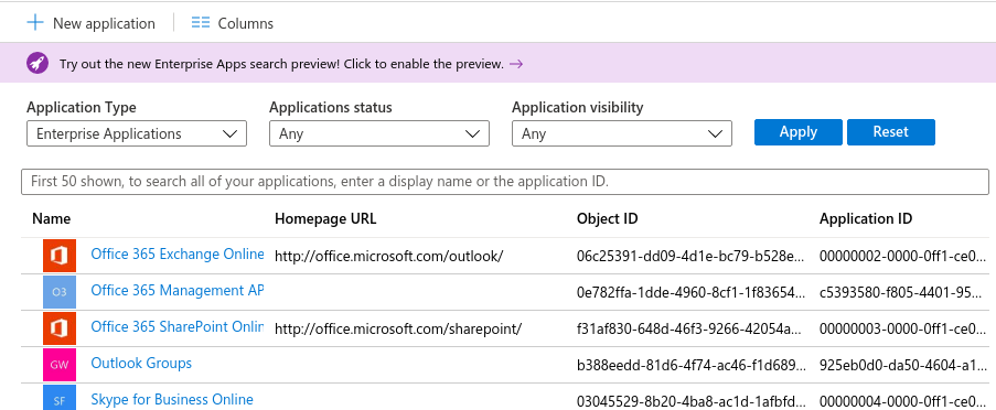 관리에서 New Applications 선택