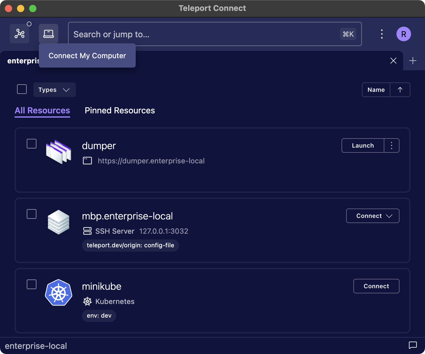 상단 바의 내 컴퓨터 연결