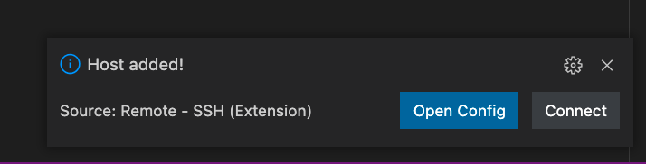 연결 버튼이 있는 "호스트 추가"
알림