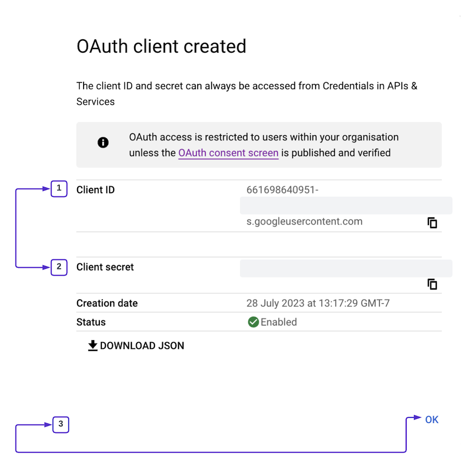 OAuth 클라이언트 데이터