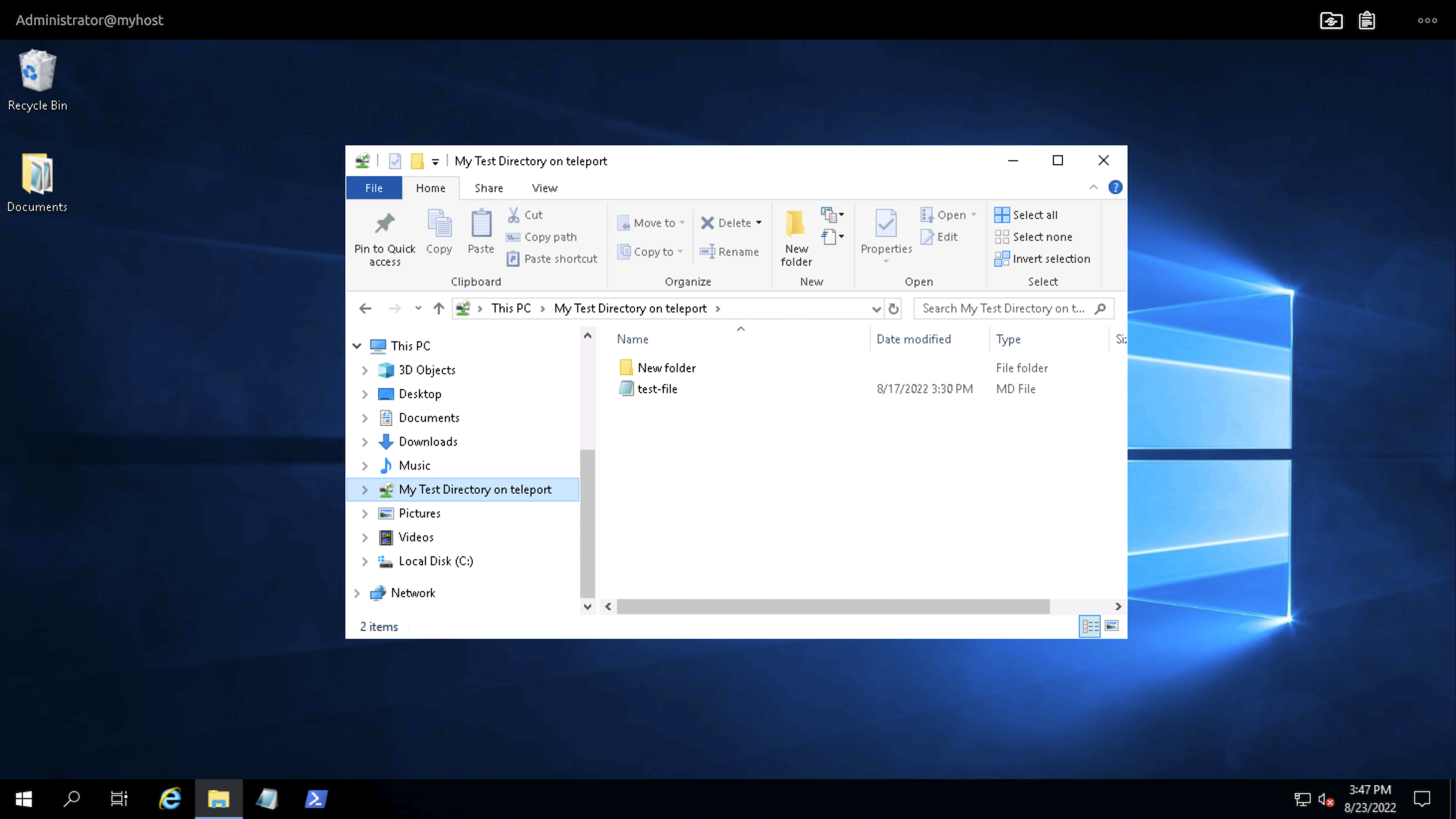 파일 탐색기의 공유 디렉토리